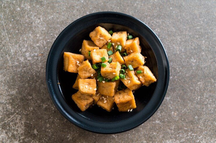 fried tofu bowl with sesame